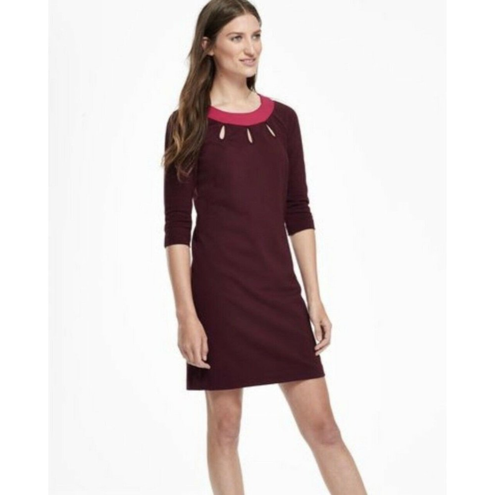 Boden Womens Maroon Pink Colorblock Cut Out Tilly Tunic Shift Dress Size 6R
